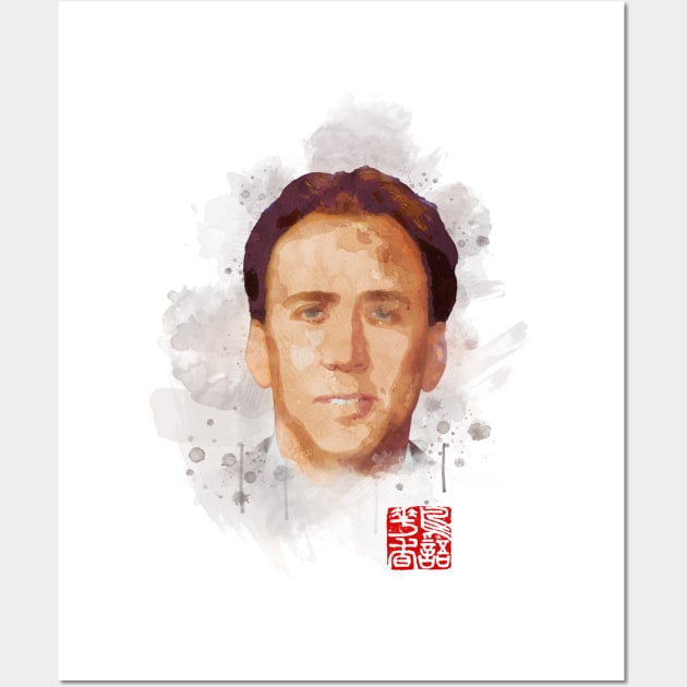 Nicolas Cage Watercolor Wall Art by Soriagk